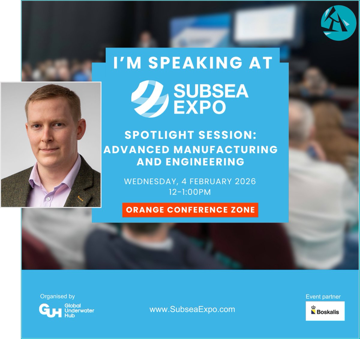 #𝗦𝘂𝗯𝘀𝗲𝗮 𝗘𝘅𝗽𝗼 𝗗𝗮𝘆 𝟭 - 𝗦𝗽𝗼𝘁𝗹𝗶𝗴𝗵𝘁 𝗦𝗲𝘀𝘀𝗶𝗼𝗻𝘀🔦
Dr Alasdair Crawford will present on behalf of <a href="/astrimar_team/">Astrimar</a> at the 𝗔𝗱𝘃𝗮𝗻𝗰𝗲𝗱 𝗠𝗮𝗻𝘂𝗳𝗮𝗰𝘁𝘂𝗿𝗶𝗻𝗴 𝗮𝗻𝗱 𝗘𝗻𝗴𝗶𝗻𝗲𝗲𝗿𝗶𝗻𝗴 𝗦𝗽𝗼𝘁𝗹𝗶𝗴𝗵𝘁 𝗦𝗲𝘀𝘀𝗶𝗼𝗻 on 𝗪𝗲𝗱 𝟰𝘁𝗵 𝗙𝗲𝗯🌊