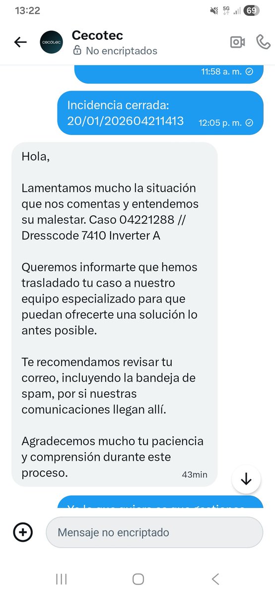 Iruntze6's tweet photo. @CECOTECoficial @kontsumoBIDE @consumidores Véase la incompetente atención recibida, les informo de modelo y número de incidencia y me responden con otra que no corresponde. Es o no es desesperante!!! https://t.co/BHAHCBh5qH
