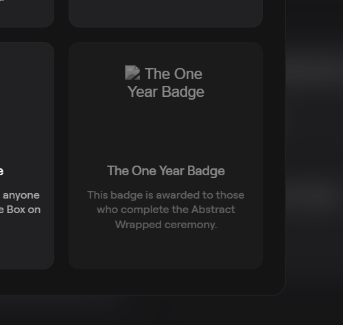 Something appeared in the Abstract Rewards section

What badge is this? Any ideas guys?

<a href="/AbstractChain/">Abstract</a>