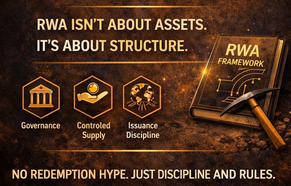 kanagawaid's tweet photo. RWA doesn’t fail because of lack of assets.
It fails because of weak structure.
$DIGau (@DIGau_Official) is designed as a gold-focused RWA framework where rules, governance, and issuance discipline come before scale.
No redemption hype. Just a system built to last.
#DIGau #RWA https://t.co/KaleJQ4tMl