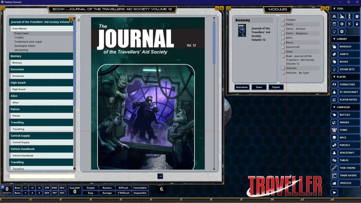 MongoosePub's tweet photo. JTAS 12 and 13 have just been released on Fantasy Grounds!

https://t.co/ubZBE5KCvD

Packed full of goodies, adventures, worlds to visit and aliens to meet that can be slid into your Traveller campaign.

#ttrpg #TravellerRPG https://t.co/F95vgzudhD
