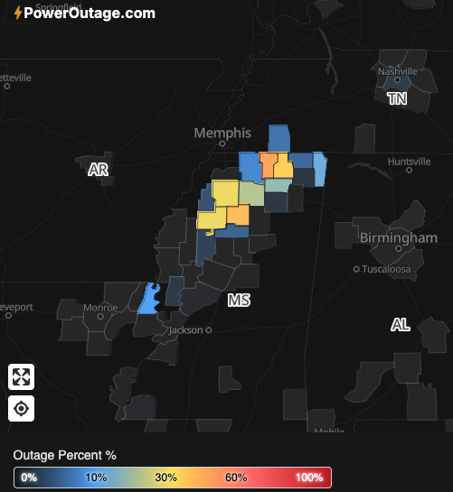wxjerdman's tweet image. Still ~43k without power this morning in TN, MS, LA, 10 days after the #icestorm ended, per poweroutage.com. 

That's 19k fewer than 24 hours ago. 

Kudos to power crews working long hours to reconnect users after this historic event.