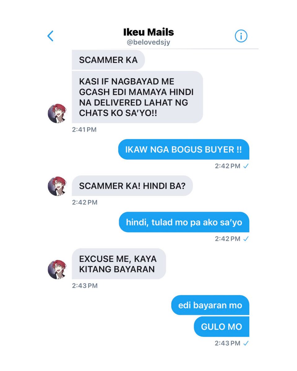 LOVE AT FIRST ORDER! 💌

a filo #heejake few-tweets au: ang isang scammer na si kael (lhs) at isang bogus buyer na si liam (sjy).