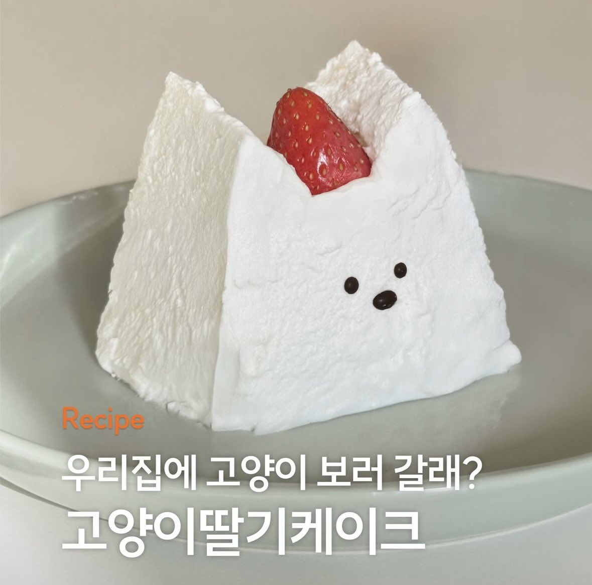 제가 보름달 빵을 좋아하는데 딸기와 생크림을 곁들여 고양이케이크를 한번 만들어보고자