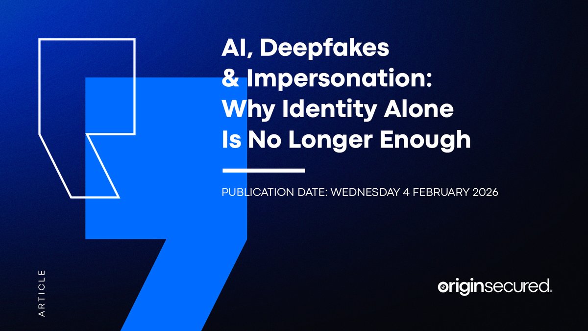 OriginSecured's tweet photo. New on the Origin Secured blog: AI, Deepfakes &amp; Impersonation: Why Identity Alone Is No Longer Enough
Read more: https://t.co/9vQBpAULtm
Don’t assume trust. Demand an Origin.
#CyberSecurity #AI #Identity #Authorization #TrustTech #OriginSecured https://t.co/qHMRikxwy4