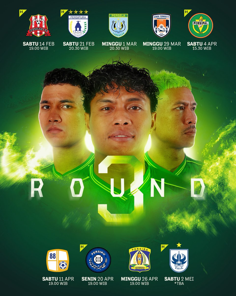 Jadwal laga Super Elja pada putaran ketiga di Pegadaian Championship 2025/26.

𝑪𝒐𝒎𝒆 𝑶𝒏 𝑺𝒖𝒑𝒆𝒓 𝑬𝒍𝒋𝒂!🦅

#PSS #COSE