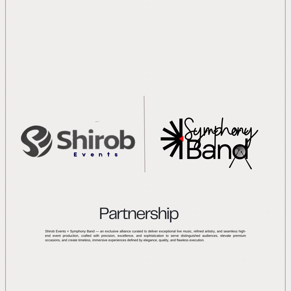 ShirobEvents's tweet photo. Two forces. One vision. A new standard.

Shirob Events × Symphony Band — a strategic partnership uniting seamless event production with exceptional live music.

Where planning meets performance.
Where elegance meets energy.

Sound. Structure. Distinction. https://t.co/HBs8UhArGg