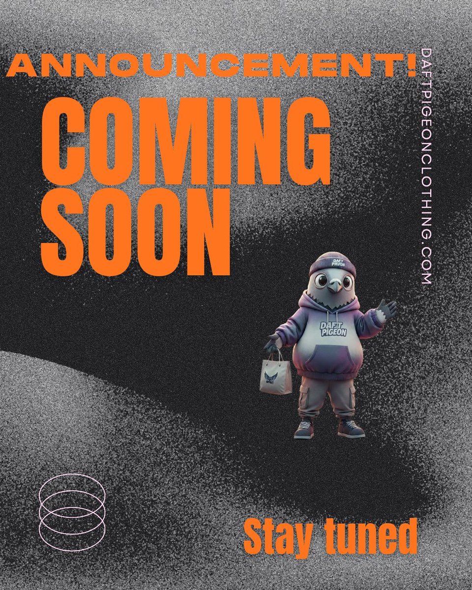 DaftPigeon1's tweet photo. We have an announcement at 6pm tonight! Stay tuned! 

#announcement #excitement #clothing #style #new https://t.co/1eHJmVBSDg