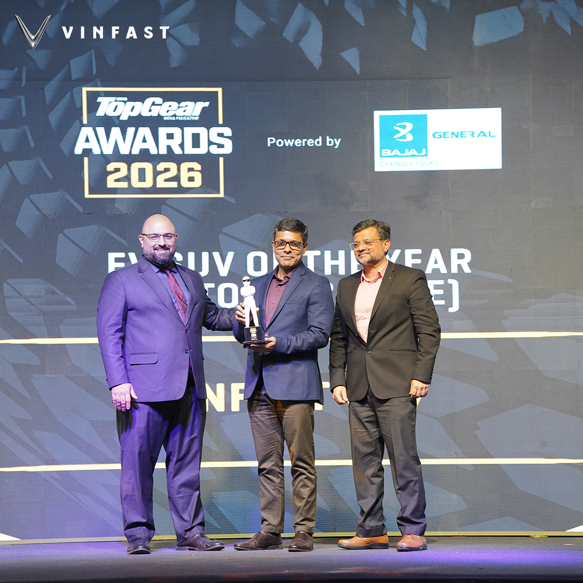 VinFastIN's tweet image. VF 7 recognized SUV of the Year at the #TopGear India Awards 2026.
A win that reflects relentless engineering and bold design.
Another one for the road ahead and many more to champion.

#VinFastIndia #VF7 #SUVOfTheYear #TopGearIndiaAwards #ProudMoment #AutomotiveExcellence