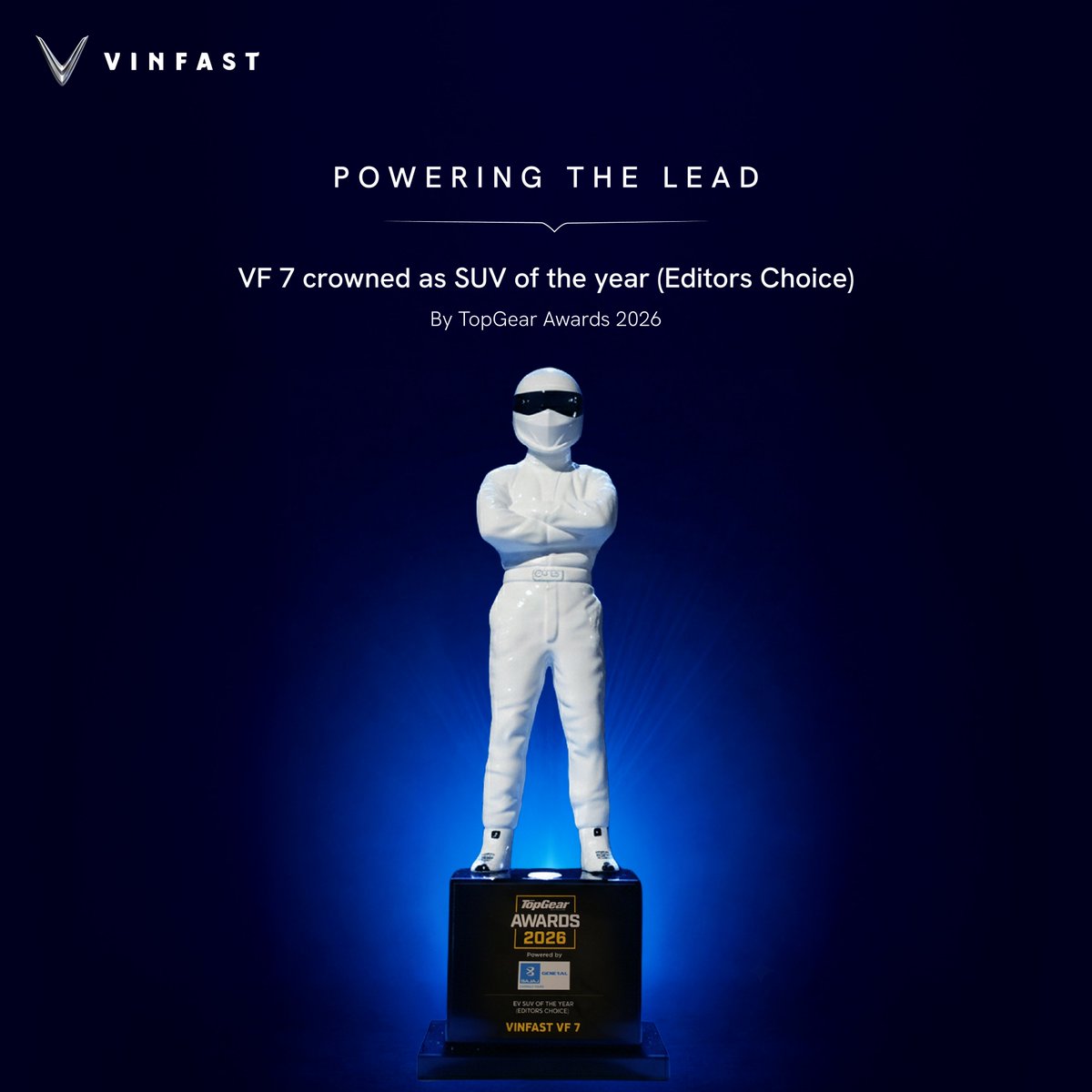 VinFastIN's tweet image. VF 7 recognized SUV of the Year at the #TopGear India Awards 2026.
A win that reflects relentless engineering and bold design.
Another one for the road ahead and many more to champion.

#VinFastIndia #VF7 #SUVOfTheYear #TopGearIndiaAwards #ProudMoment #AutomotiveExcellence