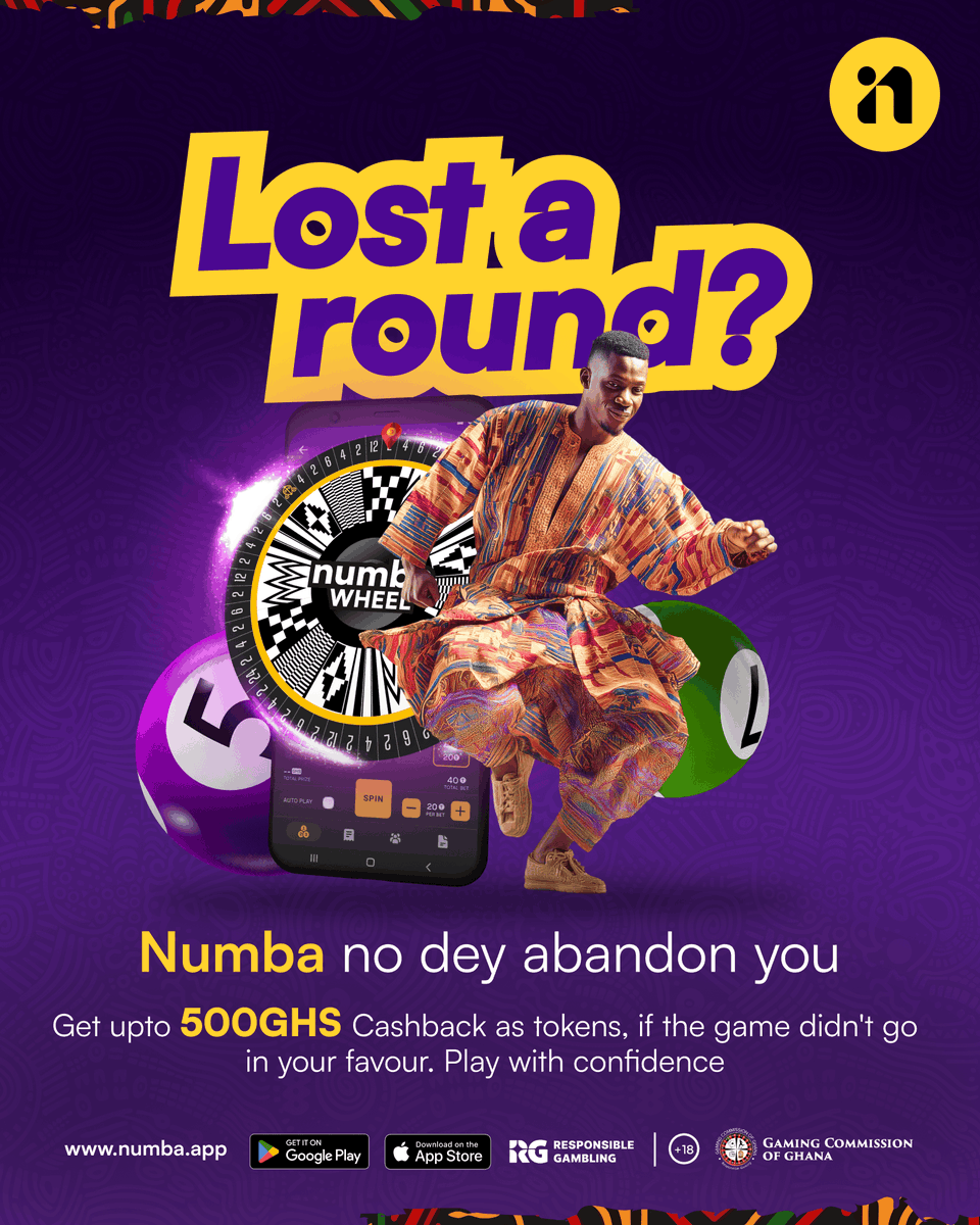 Numbagh's tweet photo. At Numba, you always get something back! Earn up to 500 GHS cash back on all games. 

Play without fear now.

#numbaghana #PlayNumbaGames #BornInGhanaMadeForWining #DennisOhenebaMitterrand #NoIssuesByLasmid 
Kotoka in Ghana https://t.co/8DTjjR4pJa