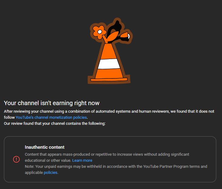___m0de's tweet photo. I would like to request a human review. 
I got no warning, no strike no nothing.
All my content is original, the gameplay is mine, the script literally comes from my mind and not ChatGPT.

I can send the channel in dm's 

@TeamYouTube https://t.co/cytKCoTXJw