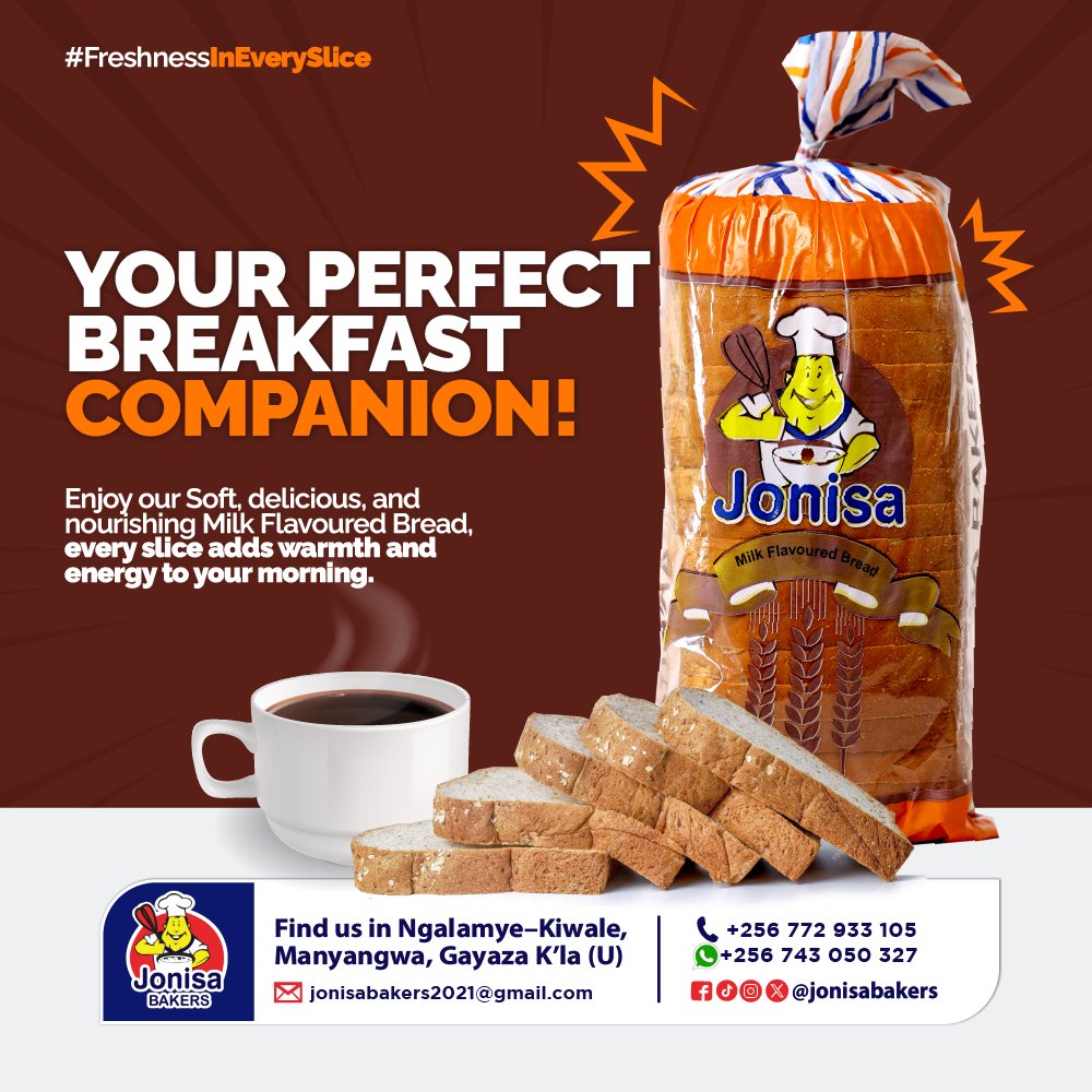 jonisabakers's tweet photo. Evening tea on your mind? No problem!, enjoy the company our Sweet Bread made to be soft, delicious, and nourishing. Start your day right with the taste you can trust. Your #perfectbreakfast Companion. For orders; #CallOrWhatsapp:+256759740010/#jonisabakers #NUPMPs #AndrewMwenda https://t.co/2g2nN8WSmt