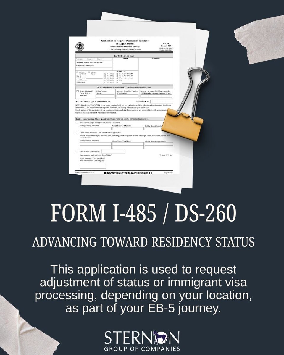 sternongroup's tweet image. Knowledge is an important part of every EB-5 journey.

This guide walks you through the key EB-5 filings that form the foundation of the process, offering a clear overview curated by Sternon Group.

#eb5program #EB5Investors #USImmigrationProcess #InvestorEducation