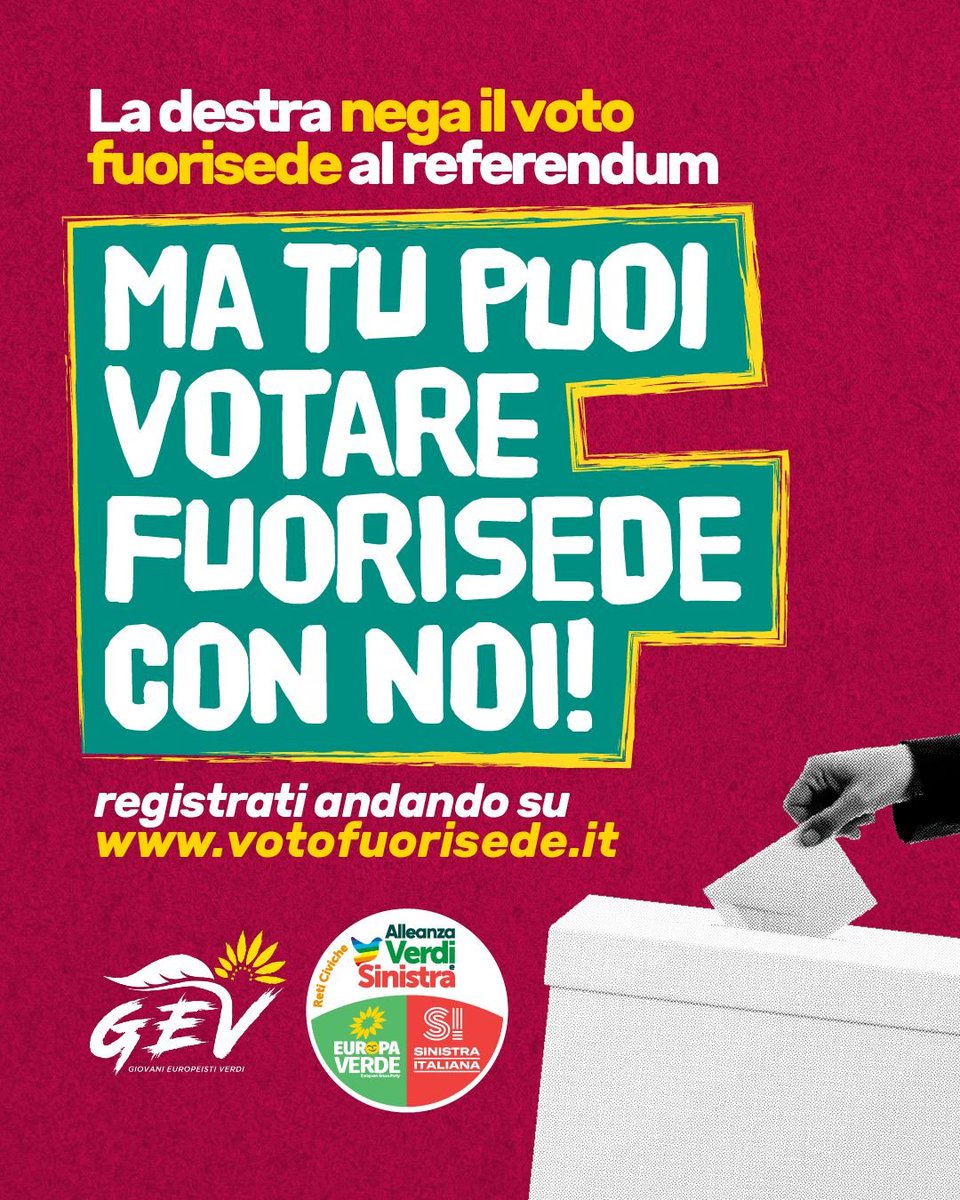 europaverde_it's tweet photo. Difendere il diritto di voto oggi significa non arrendersi a chi ha paura della partecipazione. Facciamolo insieme.
Su https://t.co/hHDsieHKDn puoi registrarti come rappresentante di lista e votare al referendum del 22 e 23 marzo nel comune in cui vivi. 
#AlleanzaVerdiSinistra https://t.co/MhKVkiG8Gw