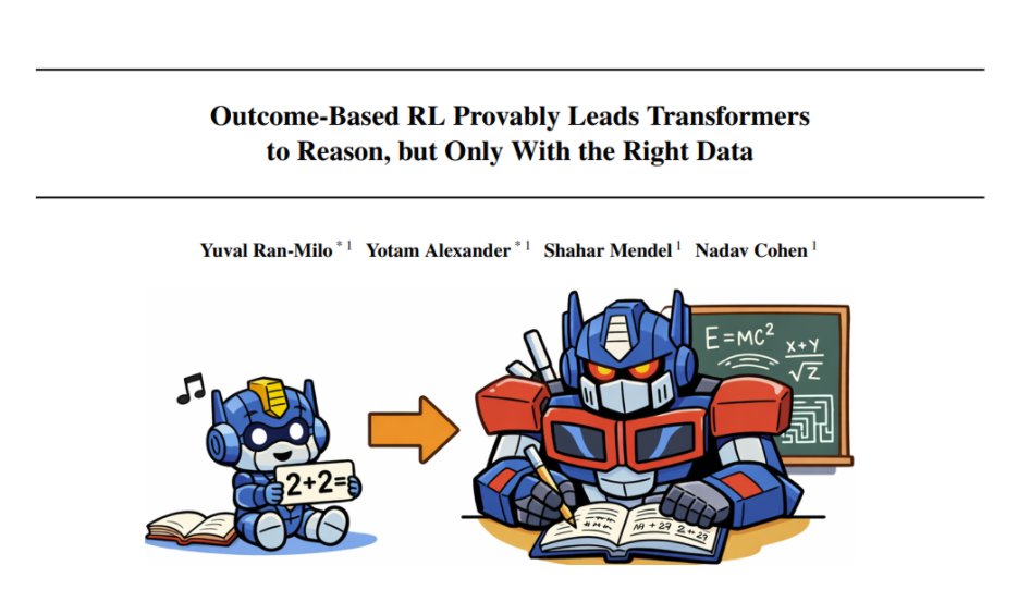 YuvalRanMilo's tweet photo. When and why does outcome-based RL yield step-by-step reasoning in Transformers?🚨

We investigate policy gradient on a graph-traversal task and formally characterize when and how reasoning emerges.

https://t.co/sODkMZNJDF
🧵 https://t.co/8CH87EEjP5