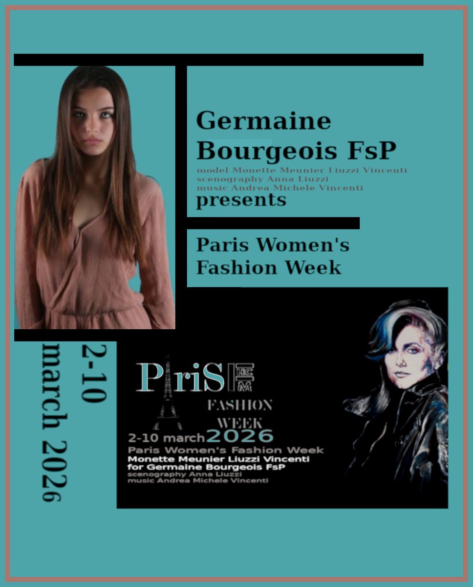 andreamichelev3's tweet photo. My music and Anna Liuzzi's figurative art at Paris Fashion Week for the Germaine Bourgeois fashion house shows [model Monette Meunier Liuzzi Vincenti]!
#annaliuzzi #germainebourgeois #monettemeunierliuzzivincenti #fashionweekparis @artista_anna https://t.co/3NaxkktH1X