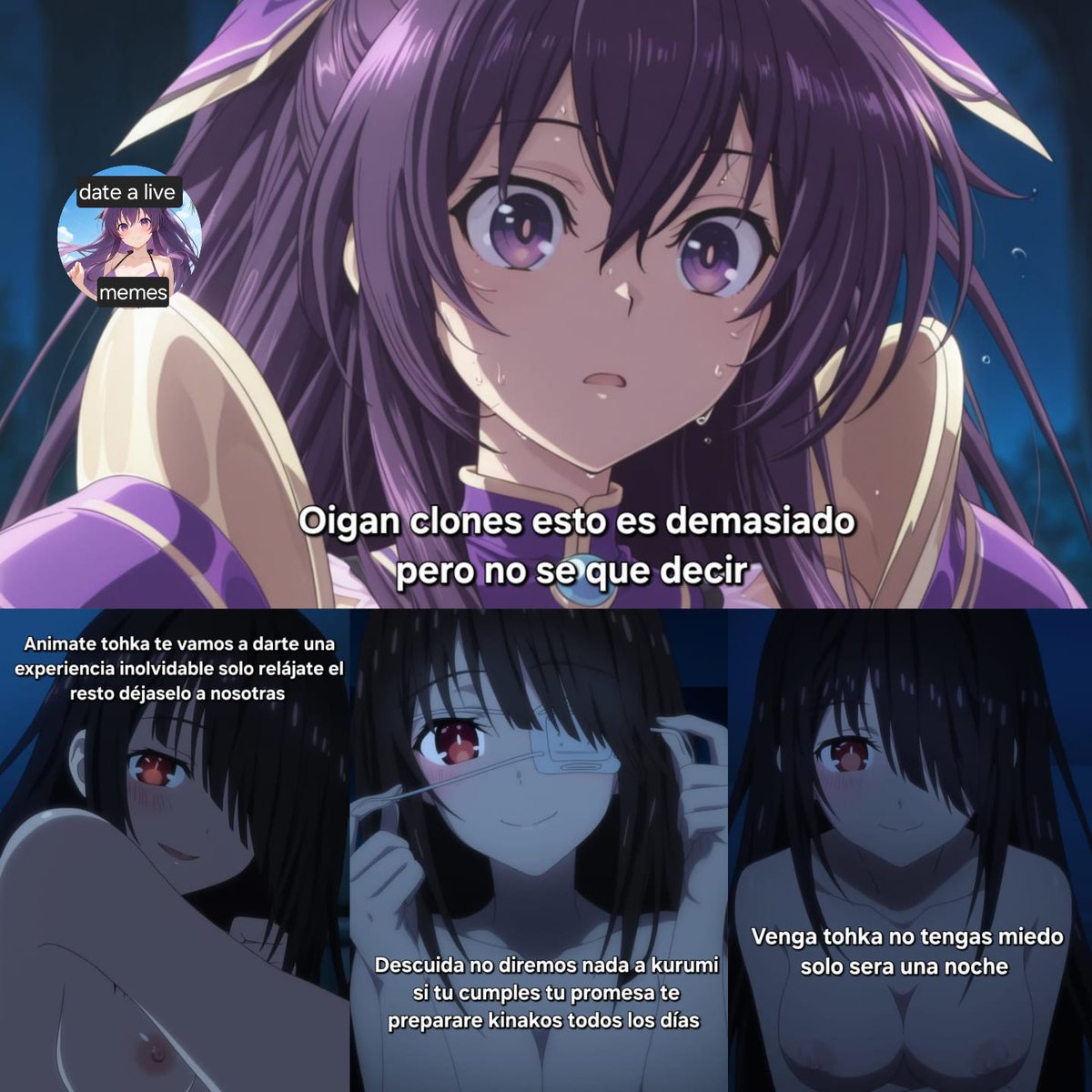 #DATE_A_LIVE #DateALive #Memes #tohkayatogami kurumi y tohka reforzando la amistad