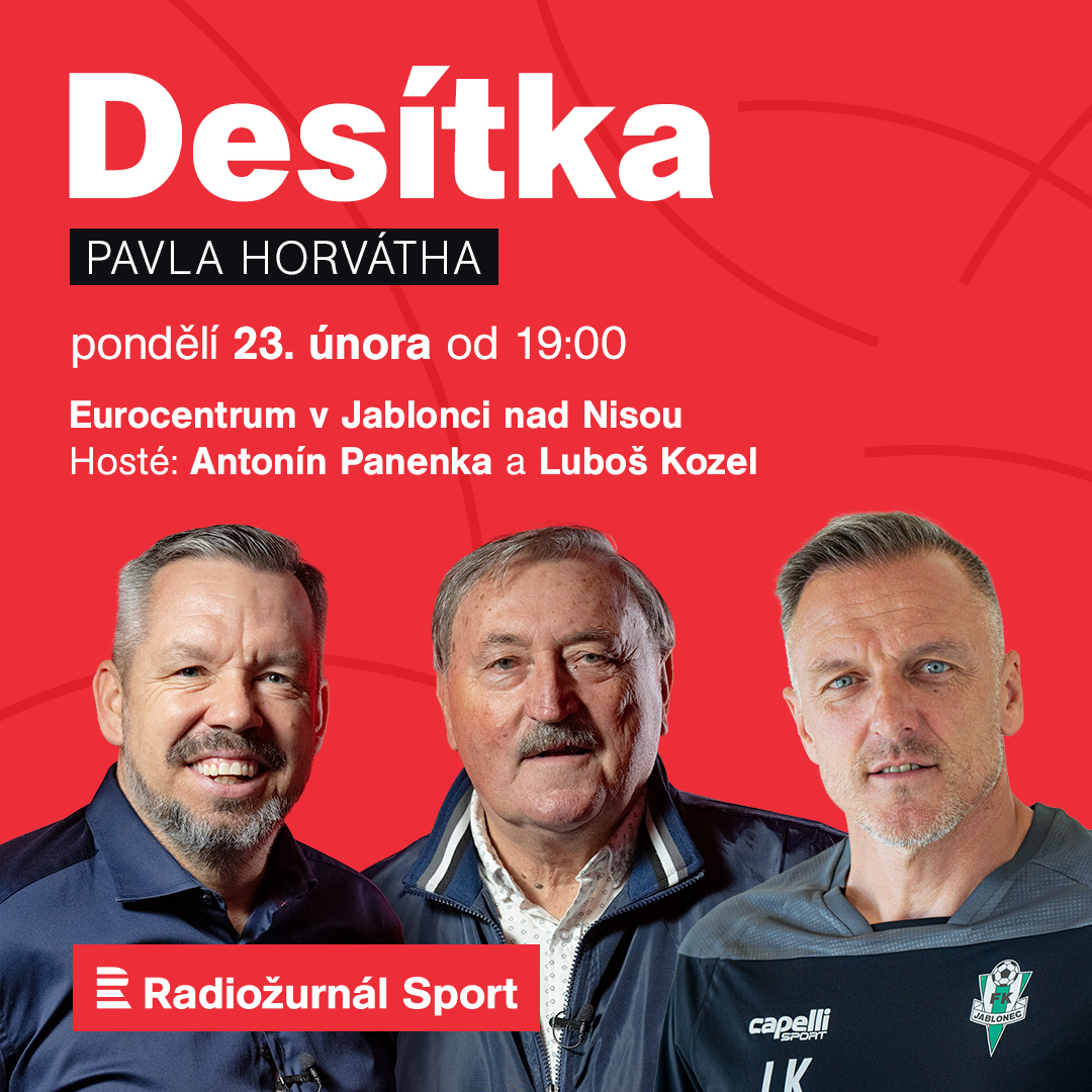 V Českých Budějovicích bylo vyprodáno, bude plný dům i v Jablonci? Už v pondělí 23. února se můžete v jabloneckém Eurocentru těšit na Desítku Pavla Horvátha s Antonínem Panenkou a Lubošem Kozlem. Vstupenky pořídíte přes článek na našem webu 🎟️