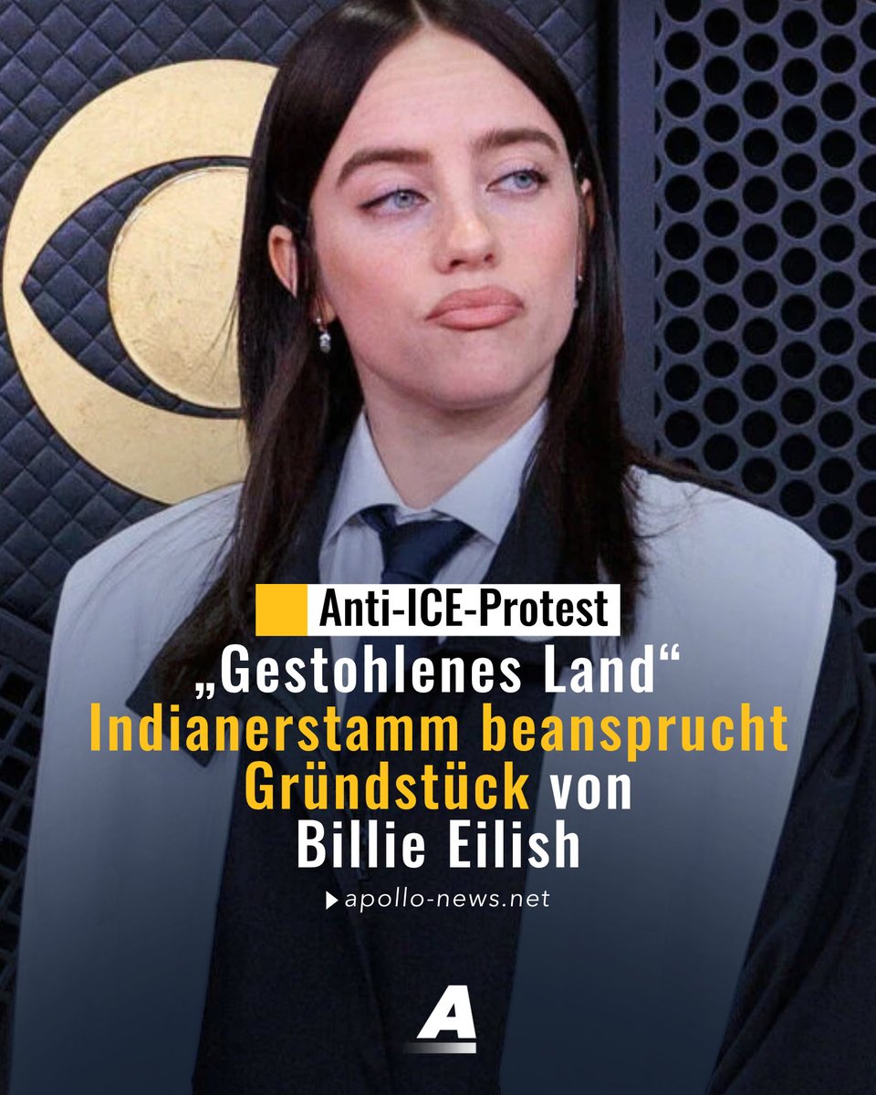 Sängerin Billie Eilish kritisierte  die Abschiebebehörde ICE. Niemand sei „auf gestohlenem Land“ illegal. Nun hat sich ein Indianerstamm gemeldet. Er beansprucht das Land, auf dem ihr Grundstück steht – das sei „Stammesland“.
apollo-news.net/niemand-ist-il…
