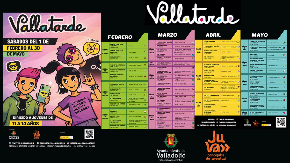 AyuntamientoVLL's tweet photo. ➡️ La concejala de Juventud, @carolinadbp, ha participado en la presentación de la primera edición de 2026 de @vallatarde y @vallanoche. 

✅ Más de 200 actividades gratuitas de ocio alternativo y saludable dirigidas a jóvenes de 11 a 30 años.

🔗 https://t.co/YW1b3IZ74y https://t.co/SCDbUfN9i6