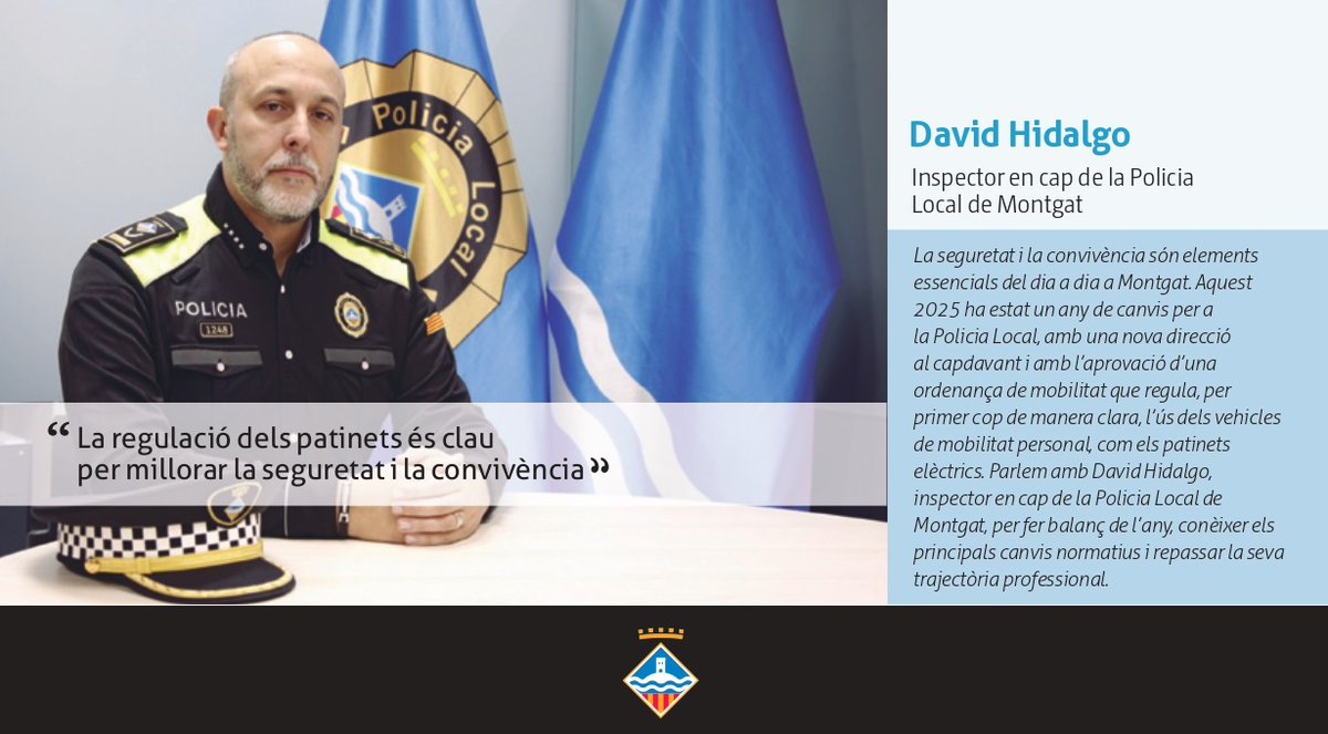 🔎 Seguretat i convivència a Montgat
Llegiu l’entrevista del número de febrer al Sr. David Hidalgo, inspector en cap de la <a href="/PoliciaMontgat/">Policia Montgat</a>. 
Un balanç de l’any i les novetats clau, com la nova ordenança de mobilitat. 🛴📖No us la perdeu!👇
montgat.cat/actualitat/ent…