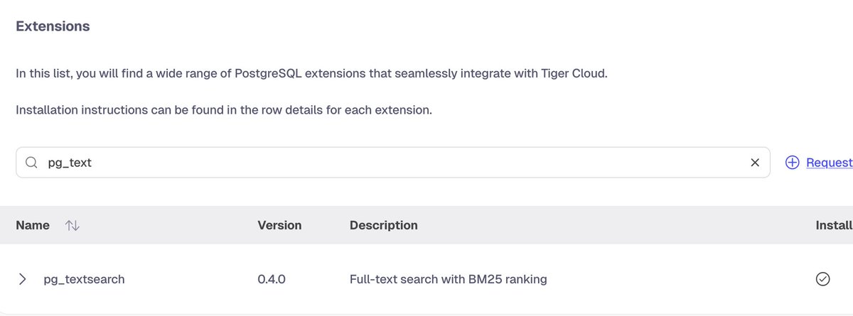 SteveLauC's tweet photo. @realalexniebuhr @michaelfreedman Tiger Cloud provides that (which is expected), though it hasn’t been updated to 0.5.0 yet. https://t.co/OpMZnIcXXG