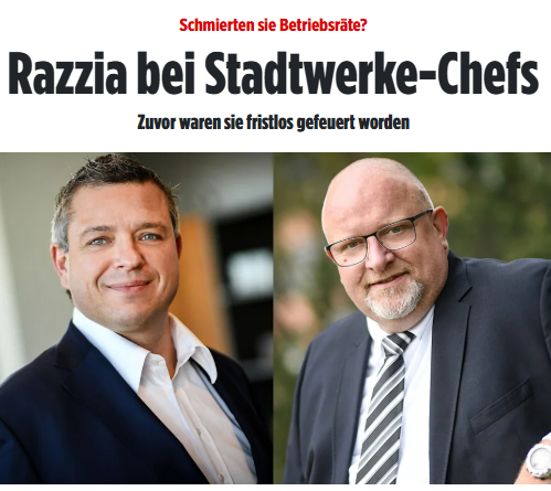 Taykra's tweet image. Verdacht der Untreue und Strafvereitelung: Erst gefeuert, dann kam die Polizei: Razzia bei zwei mächtigen Managern der Stadtwerke #Duisburg. Polizei und StA durchsuchten die Wohnungen der beiden Geschäftsführer. bild.de/politik/inland…