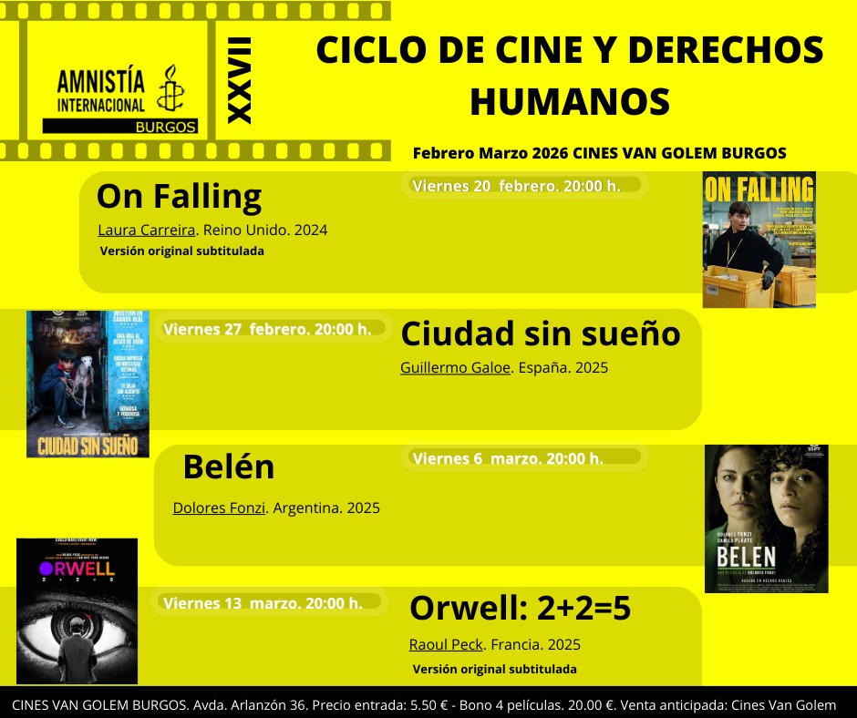 Había un error en las fechas del anterior cartel. Aquí tenéis el bueno. Muy buen cine por una muy buena causa. Os esperamos. <a href="/amnistiaespana/">Amnistía Internacional España</a> <a href="/amnistiacyl/">Amnistía Internacional Castilla y León</a>