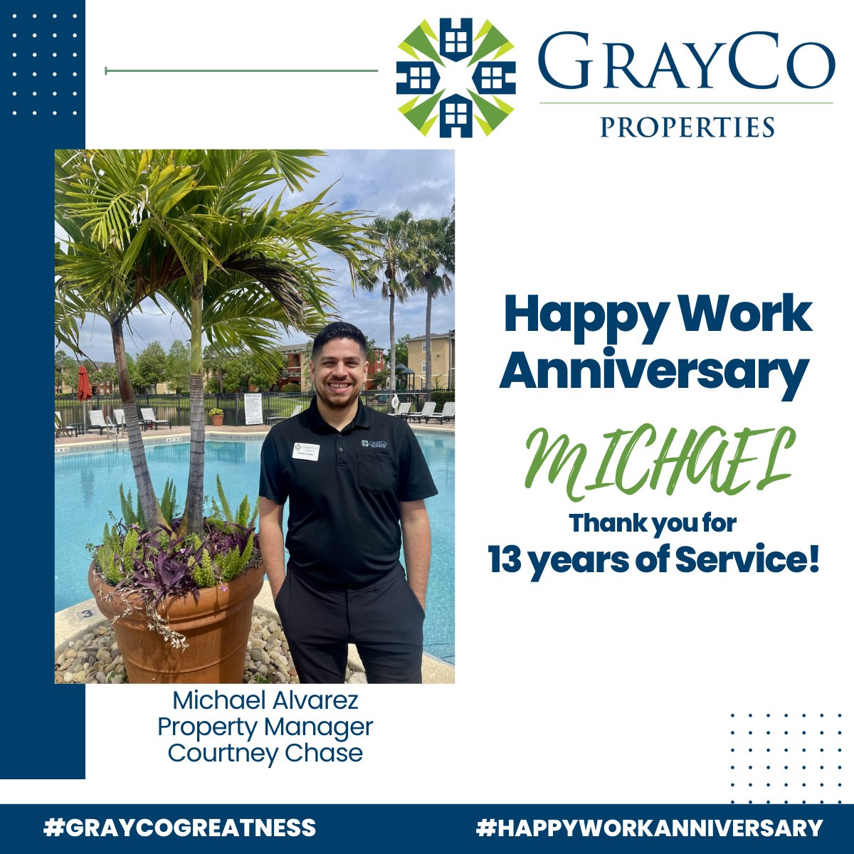 Thank you, Michael for your 13 years of service! We appreciate you!
#graycoteam #graycopropertiesllc #graycogreatness