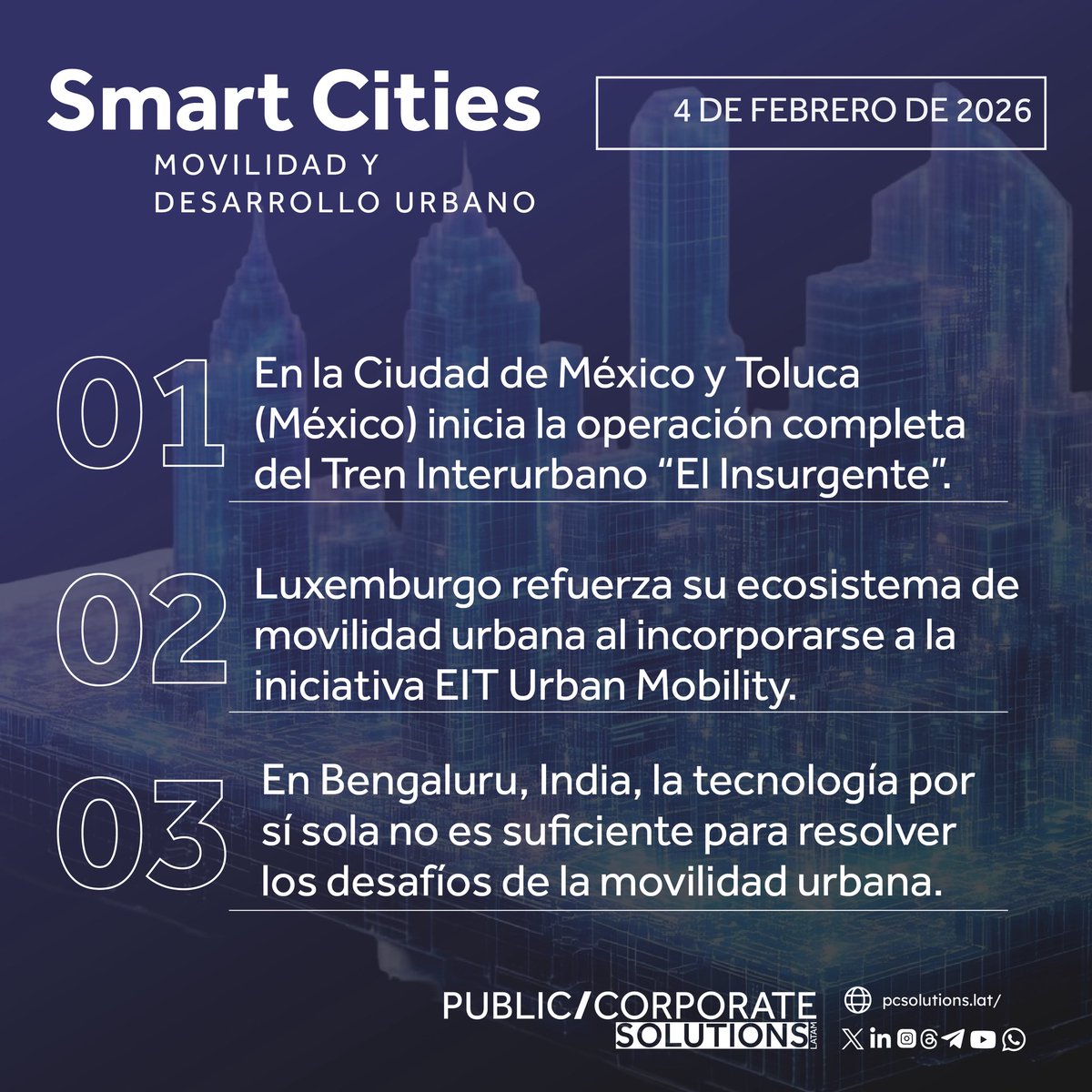 🏙️ #SmartCities | En la #CDMX y #Toluca inicia la operación completa del Tren Interurbano "El Insurgente". 🚆 

Consulta el reporte sobre movilidad y desarrollo urbano 👉🏻 pcsolutions.lat/publicaciones/…