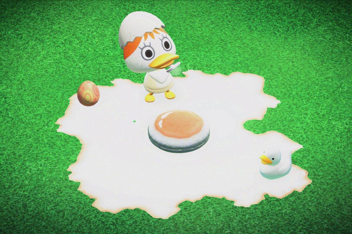 oiceena_'s tweet photo. アプデの新家具 丸いクッション
目玉焼きの黄身に座れて良き🙂‍↕️🍳

#AnimalCrossing 
#ACNH #あつ森 https://t.co/6Iyi7b4ReQ