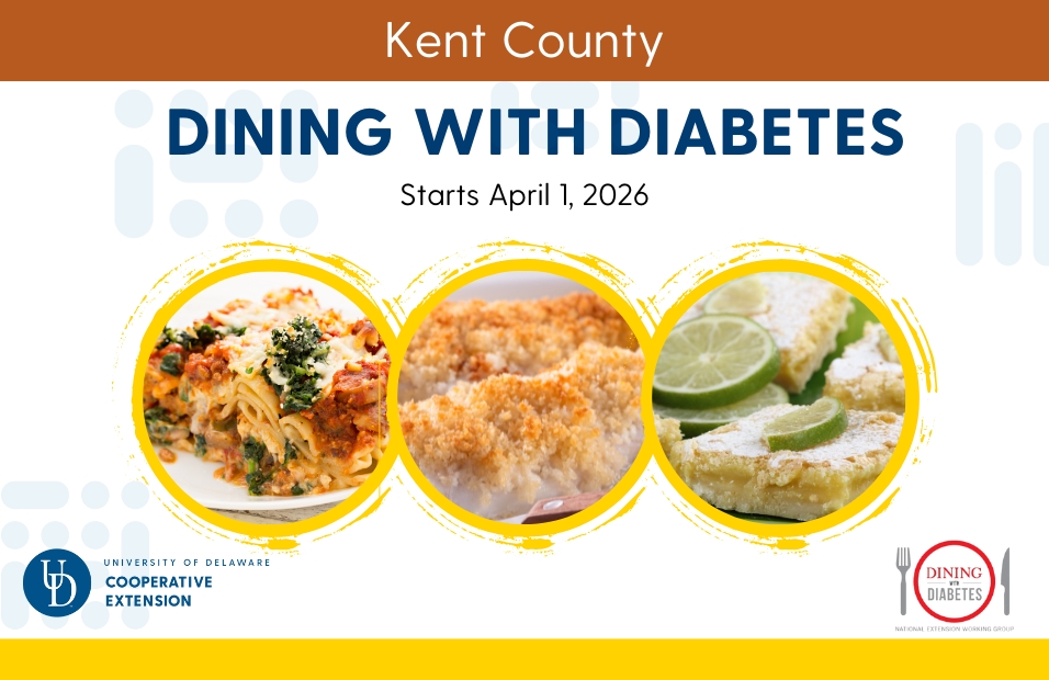 UDExtension's tweet photo. 🥗Dining with Diabetes - Kent County

Take the Stress Out of Your Diabetes Meal Plan! 
Managing diabetes starts with what’s on your plate, but we know that’s often the hardest part. Join the UD Cooperative Extension for Dining with Diabetes, a 5-session program designed to help you reduce sugar, salt, and fat without sacrificing flavor!

Class 1: Mealtime Essentials
Class 2: Desserts (Yes, even desserts!) 🍰
Class 3: Main Dishes
Class 4: Side Dishes
Class 5: Seasonal Reunion

Learn more: https://t.co/nHbjW29uIX

📅 When: Wednesdays, April 1, 8, 15, & 22 (6:00 p.m. – 8:00 p.m.) Reunion: July 15, 2026 
📍 Where: The Kent County Extension Office: 69 Transportation Circle, Dover, DE 19901
👥 Who: Anyone! People with diabetes, family members, and caregivers are all welcome.

✨ Special Funding: Residents of Greater Milford can enroll for FREE thanks to the Greater Milford Lions Club! Participants in the State of Delaware Diabetes Self-Management Education Program or Bayhealth Diabetes Self-Management Education and Support Program can submit their voucher for free enrollment.  Please include your voucher with registration.

🔗 Register Here: https://t.co/gb018soZAb 

Questions? Contact Kimberly Moore at 302-730-4000 or kamoore@udel.edu.