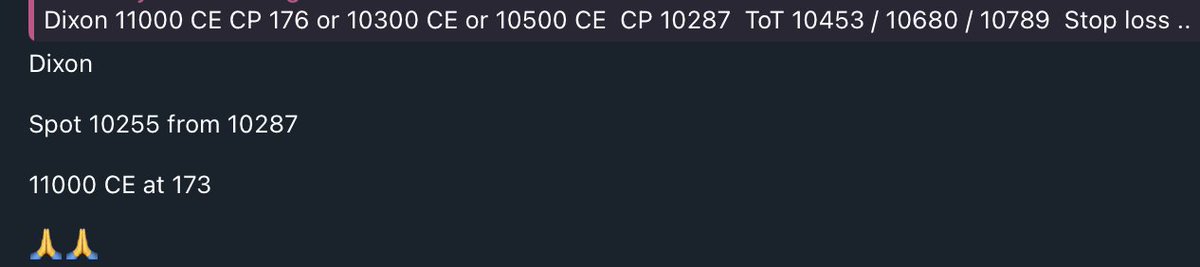 TweetOfTrader's tweet photo. #dixon
11000 CE from 176 to 900+
THANKGOD !
#GapUp #MarketAwareness #TradingPsychology #RiskManagement #Nifty #TradersOfIndia #StockMarket #Discipline #Budget #TradeSmart #nifty50 #nifty #StockMarketIndia #unionbudget #Stocktobuy #StockMarket #NiftyIt #Niftyenergy #NiftyPSU #Budget2026 #Budgetexpectations #Niftybank #UnionBudget | #ViksitBharat #optionbuying #optiontrading #NIFTYIT #NIFTYMETAL #niftydefence #Gold #Silver #StocksToWatch #StocksInFocus #tariff #TradeDeal #USIndia #usindiatradedeal