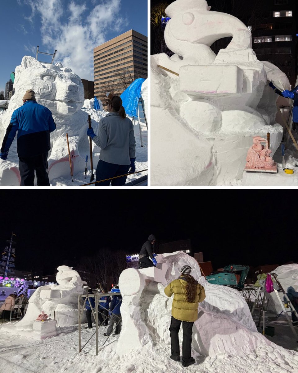 welcomesapporo's tweet photo. #2026さっぽろ雪まつり
大通会場11丁目では、50回目となる2026国際雪像コンクールが始まりました。世界各地の国と地域から10チームが参加し、2月6日（金）まで雪像制作中！どんな作品ができるか楽しみですね！
https://t.co/LjSdvnjqhB https://t.co/ctSrwlBecN