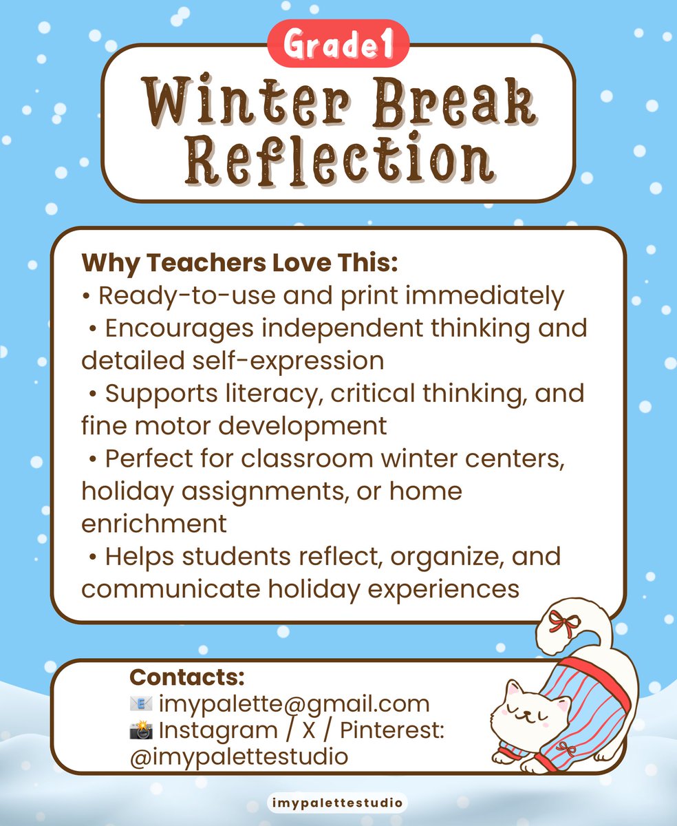 imypalettex's tweet photo. 🖍️Guide Grade 1 students to sequence and describe holiday events creatively with structured winter writing prompts!❄️

AVAILABLE NOW ON TPT
🔗 https://t.co/uTqBtgrUDt

#TPT #imypalettestudio #ParentingMindset #ParentTips #WorksheetsForKids #WinterWorkbook #FirstGradeLearning https://t.co/587oDcYJal