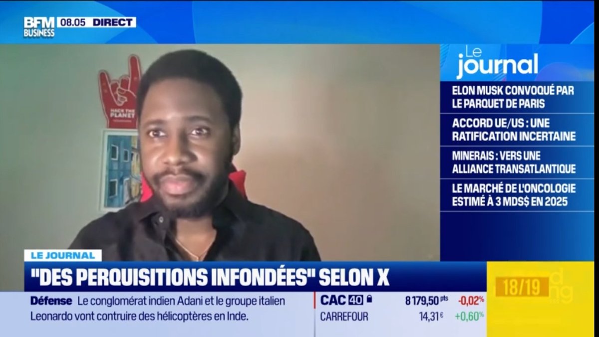 On a parlé de la perquisition de X hier à Paris dans la matinale de <a href="/bfmbusiness/">BFM Business</a> présentée par <a href="/LaureClosier/">Laure Closier</a> ce matin. 

L'occasion de revenir sur plusieurs points concernant 
👉🏾 l'algorithme de X qui afficherait plus de contenu de haine en France, 
👉🏾 Grok et toutes les images