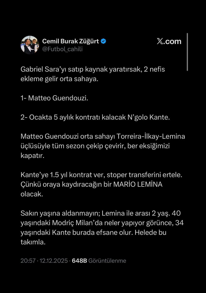 Bir Galatasaray taraftarının 2 ay önce kurduğu orta saha hayali.