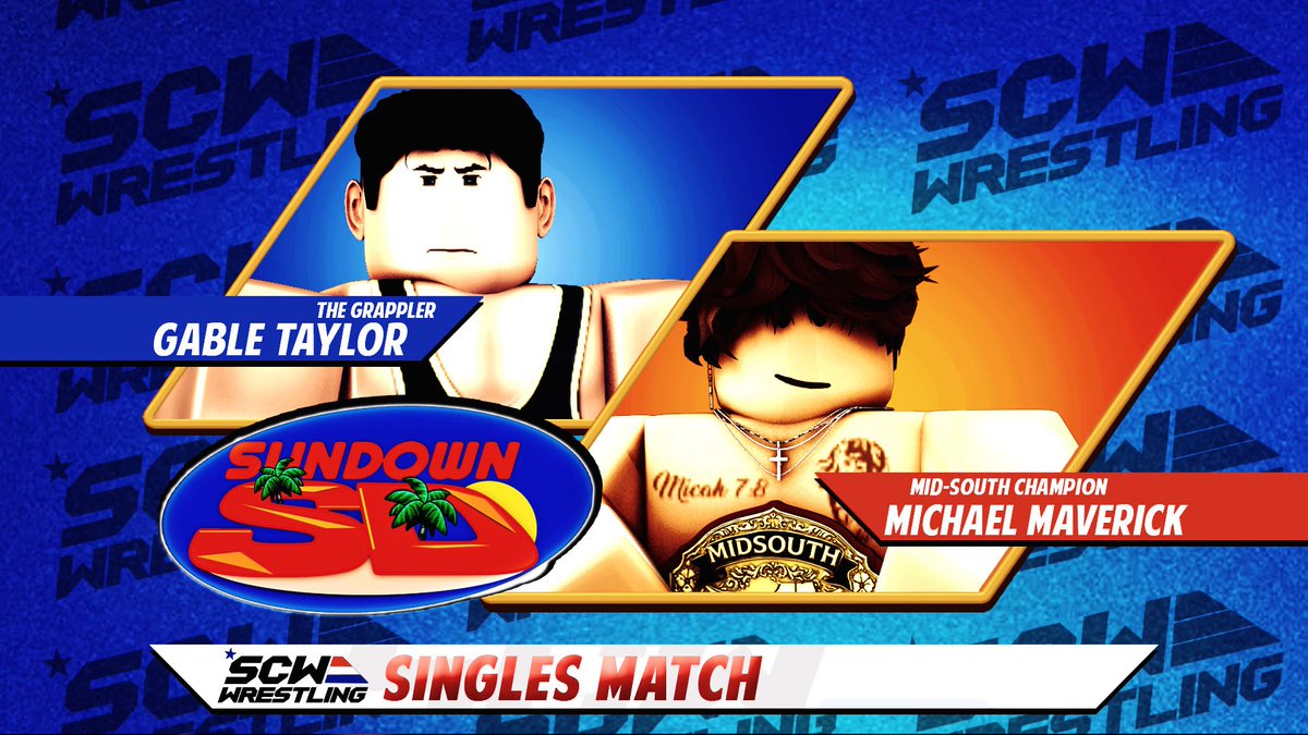SCWNation's tweet photo. ☀️ SUNDOWN ☀️ 

The stakes couldn’t be higher. If @BLOODHOUNDVLONE can take down the Champion @ballotinyourbox, he punches his ticket to a FOX Sports Championship match at the season premiere of STAMPEDE!

Mid-South Champion @m1ckmav faces @rowrestlingacc 

📅 TONIGHT, 7:00 EST https://t.co/WVKpV4dw4e