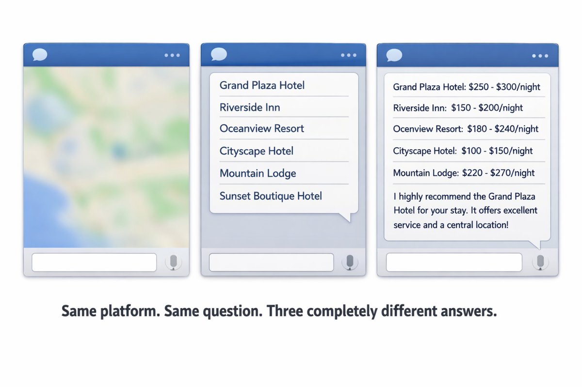 michaelgoldrich's tweet photo. I Tested Three Hotel Booking Apps Inside ChatGPT. The Worst Conversation Led to the Best Business Decision. https://t.co/RZaB3jL5WM https://t.co/2blUizbkzI