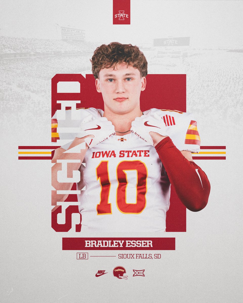 Signed✍️

Welcome to Ames, <a href="/bradleyesser11/">Bradley Esser 26’ LB</a>🌪️