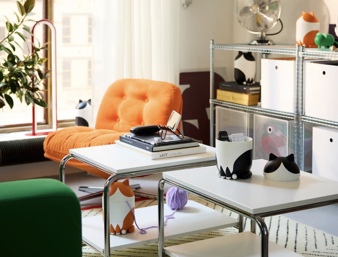 탐라의 캣러버분들 이케아에서 고양이 수납함 출시했는데 저는 고양이는 없지만 귀여워서 공유합니다🐈🐈‍⬛ 제품명은 GREJSIMOJS래요