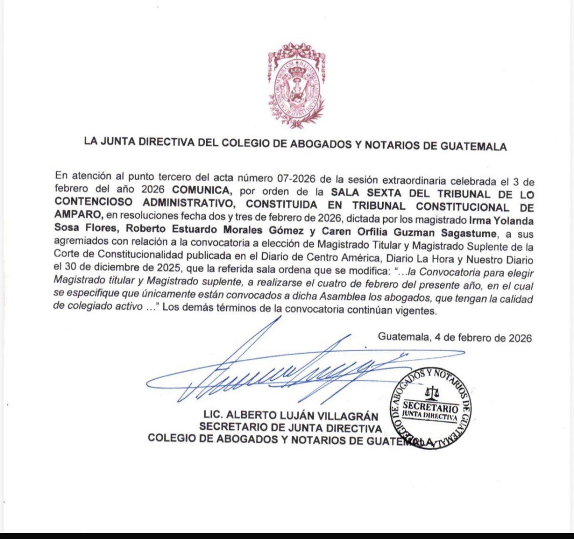 #Urgente 
Se hace justicia y se demuestra que la órdenes constitucionales son de cumplimiento obligatorio e inmediato.

Nadie arriba de la ley. 

Vamos abogados, a ejercer el voto. 

Un agradecimiento especial a los abogados Sagastume por defender la Constitución.