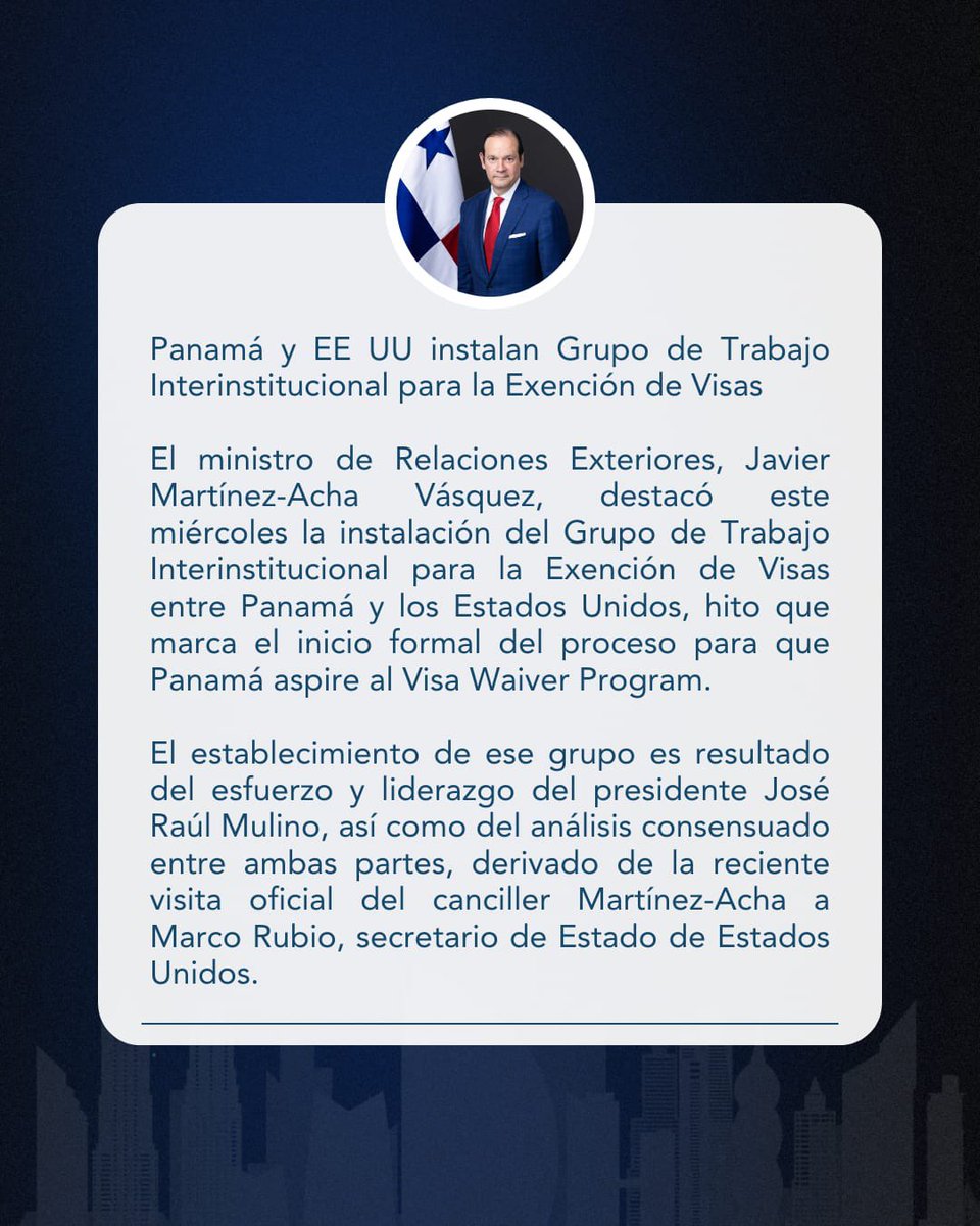 📍Se inicia con el proceso formal para que Panamá aspire al Visa Waiver Program.