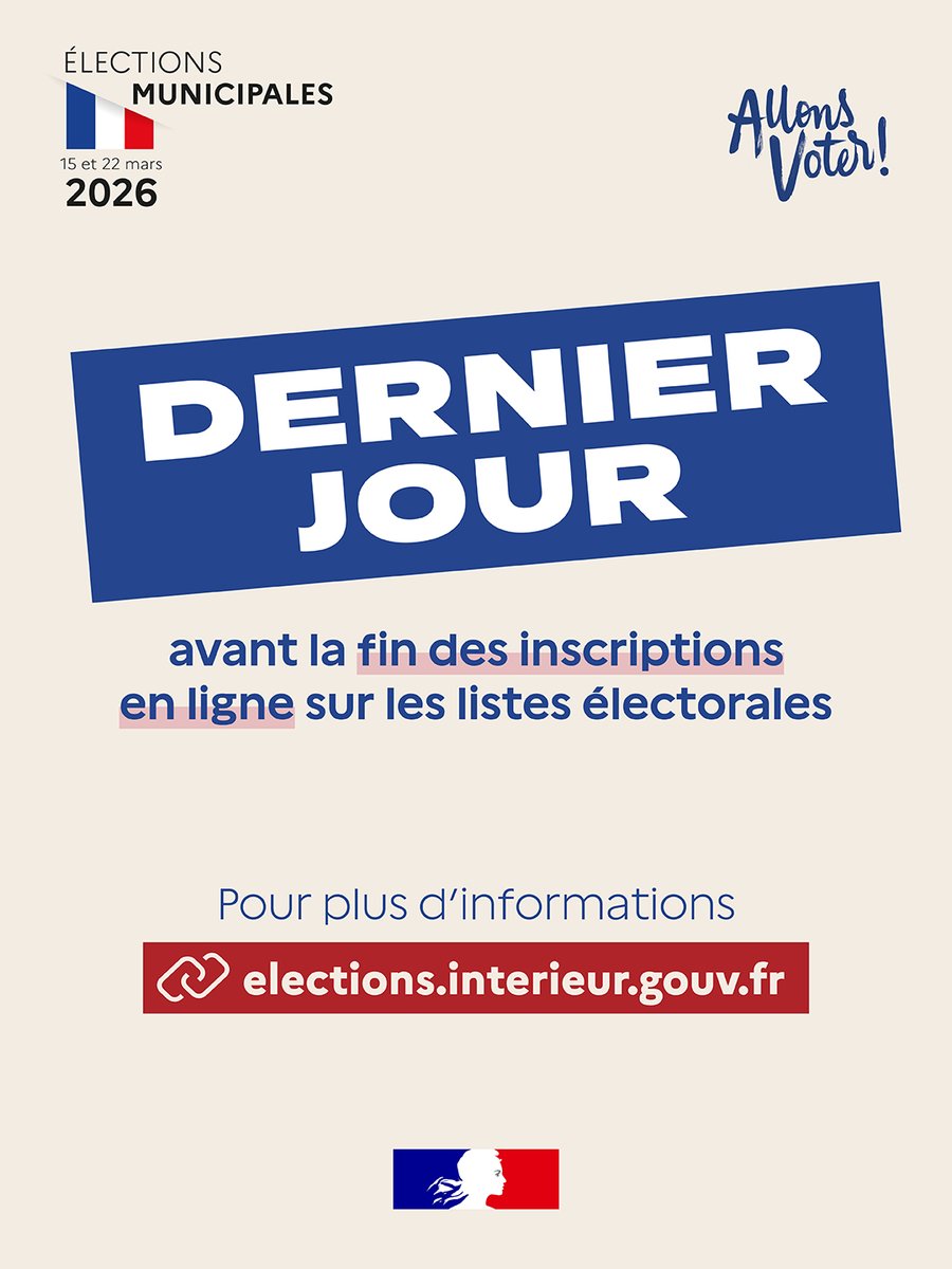 Image de Préfet de Lot-et-Garonne - 🗳️ #Municipales2026 I Dernier jour pour vous inscrire en ligne sur les listes électorales !
Pour êt