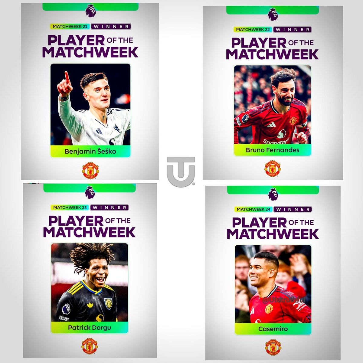 🚨 United players has WON the Premier League POTW four times in a row. 💫❤️