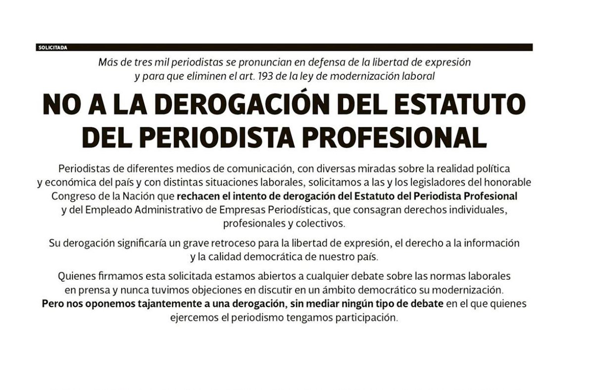 Acompañemos a los y las periodistas en la defensa del Estatuto que garantiza la libertad de expresión. Proteger su labor es proteger la democracia.
