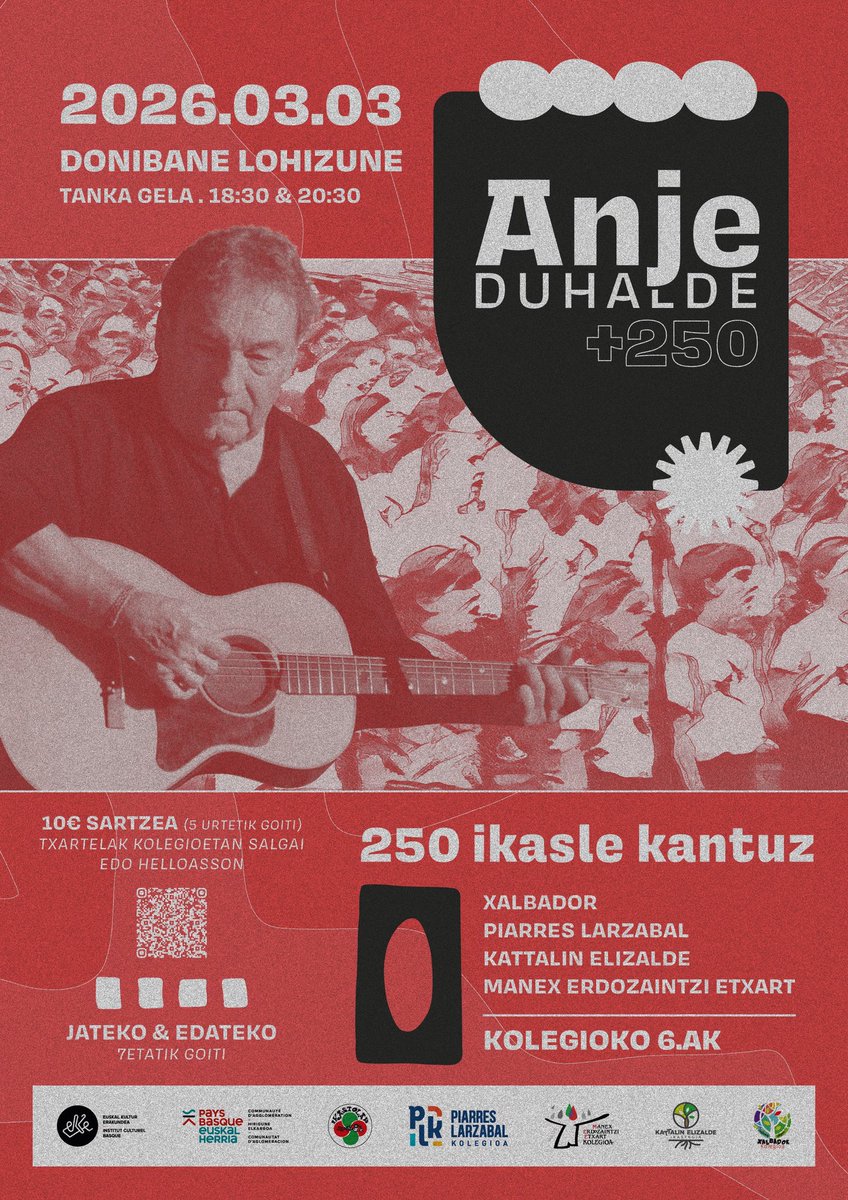 LtxaSara's tweet photo. Ez galdu!🔥
🕡 Bi kontzertu: 18:30 eta 20:30
📍 Donibane Lohizune - Tanka gela
🎟️ Sarrerak: https://t.co/HbnVQwgPHg 

#anjeduhalde https://t.co/GXCrBFKgX0