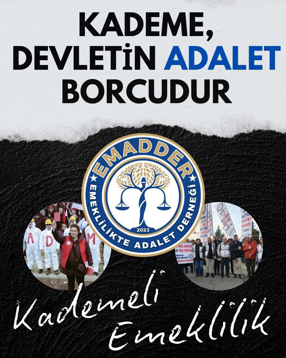 3 senedir bir fiil hakkımız olan için mücadele içindeyiz.

Kademe haktır. ‼️
Kul hakkıdır.‼️

Kademe Devletin Adalet Borcudur.‼️

<a href="/EmadDernegi/">EMEKLİLİKTE ADALET DERNEĞİ ⚖️</a>
#KademeyiÇözünArtık