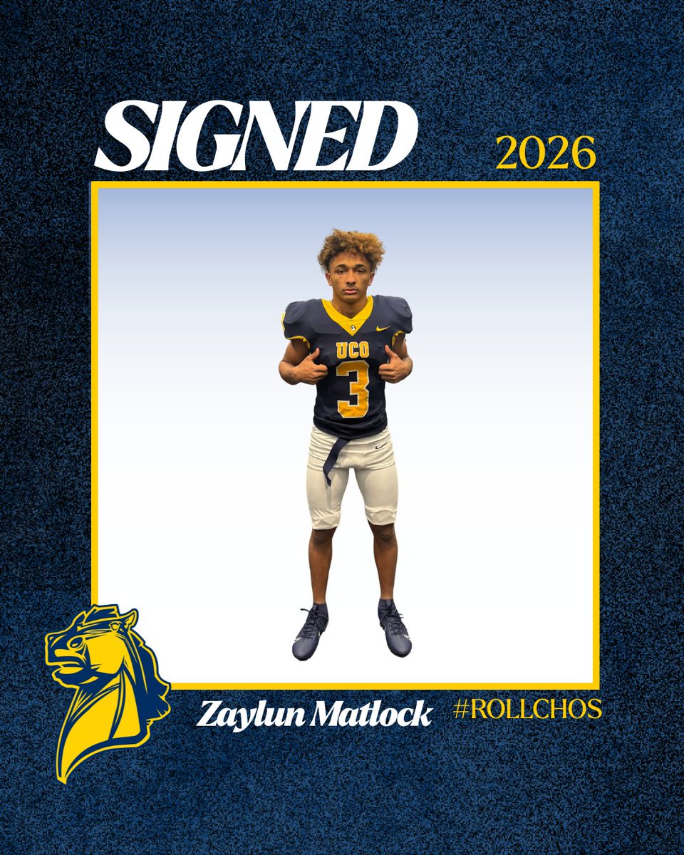 ucobronchofb's tweet image. It's Official, welcome to UCO @zaylunmatlock
High School: Choctaw
Position: WR

#RollChos26 #NSD26